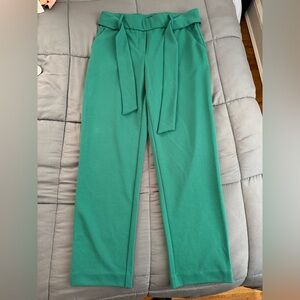 Rachel Zoe Green High-Waisted Trousers with Tie Belt